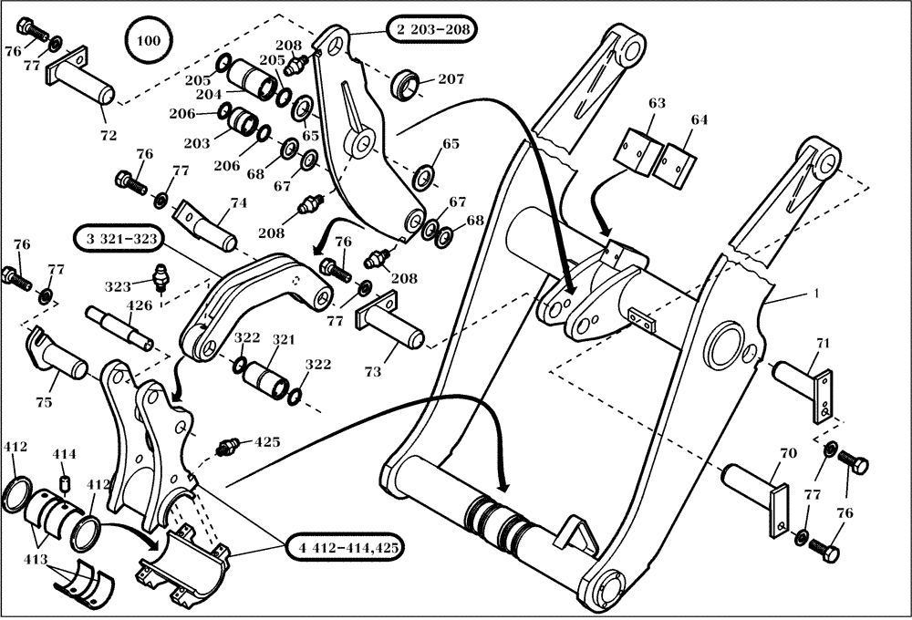 Схема запчастей Case 21D - (60.501[002]) - LOADER BOOM MOUNTING PARTS (S/N 561101-UP) No Description