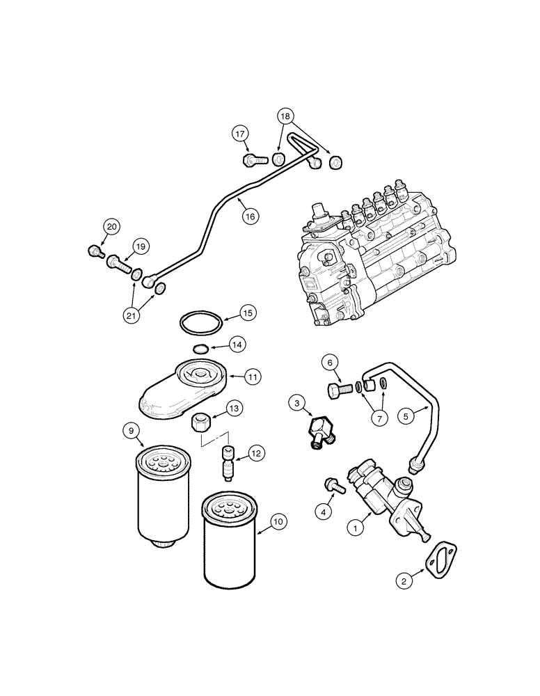 Схема запчастей Case 885 - (03-14[01]) - TRANSFER PUMP AND FUEL FILTERS (03) - FUEL SYSTEM