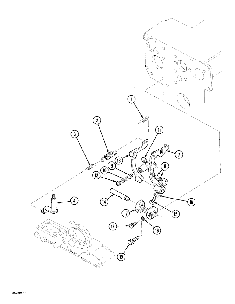 Схема запчастей Case 1825 - (3-14) - GOVERNOR CONTROL ASSEMBLY, DIESEL MODELS (03) - FUEL SYSTEM