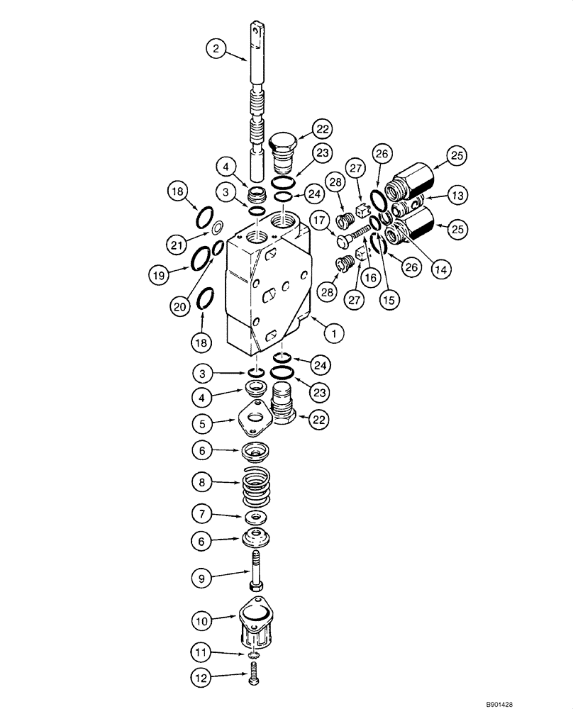 Схема запчастей Case 1845C - (08-41) - VALVE, CONTROL - BACKHOE (NORTH AMERICA), D100 , D100XR (08) - HYDRAULICS