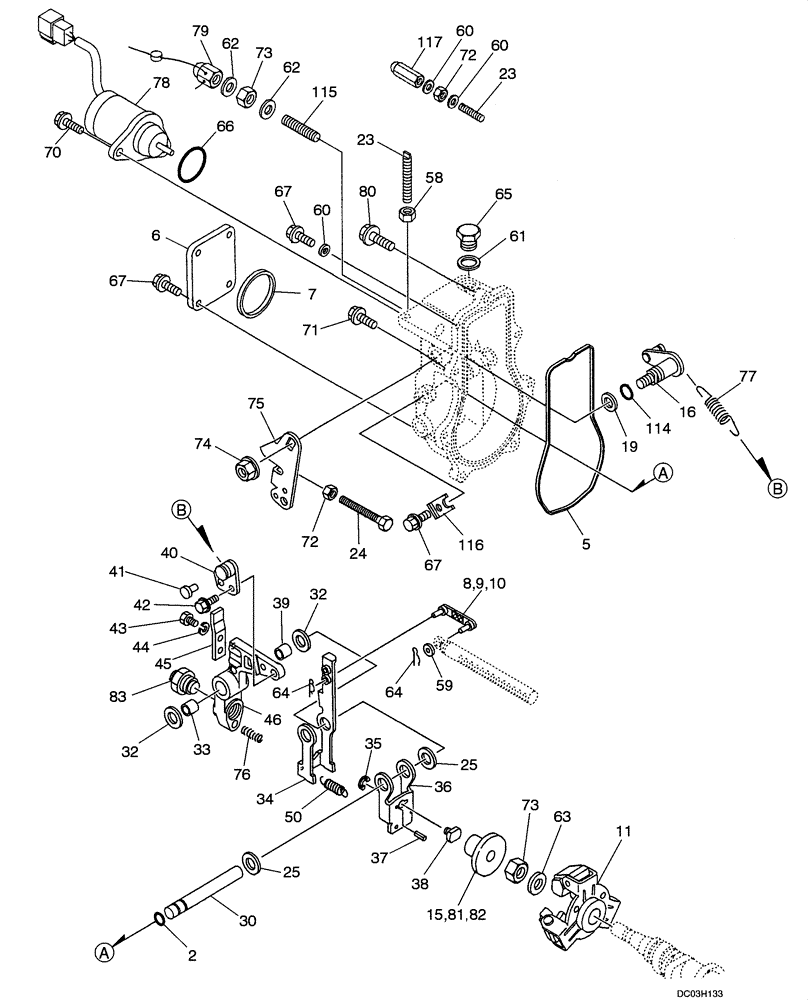 Схема запчастей Case CX47 - (03-06[00]) - GOVERNOR, FUEL INJECTION PUMP (03) - FUEL SYSTEM