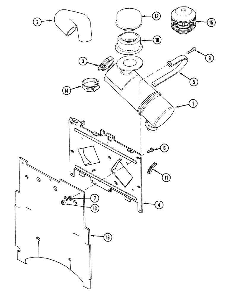 Схема запчастей Case 580SK - (2-06) - AIR CLEANER AND AIR INTAKE (02) - ENGINE