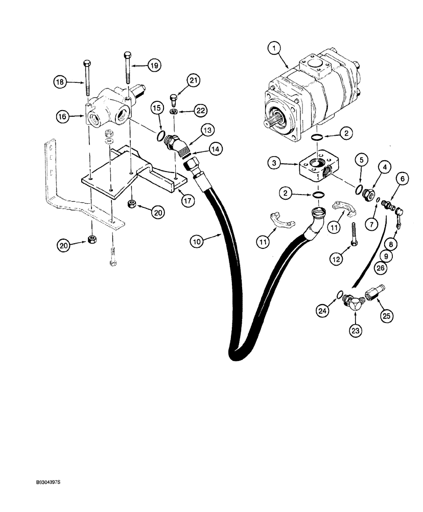 Схема запчастей Case 921 - (5-004) - STEERING HYDRAULIC CIRCUIT, PRESSURE AND RETURN LINES, PUMP TO FLOW CONTROL VALVE (05) - STEERING