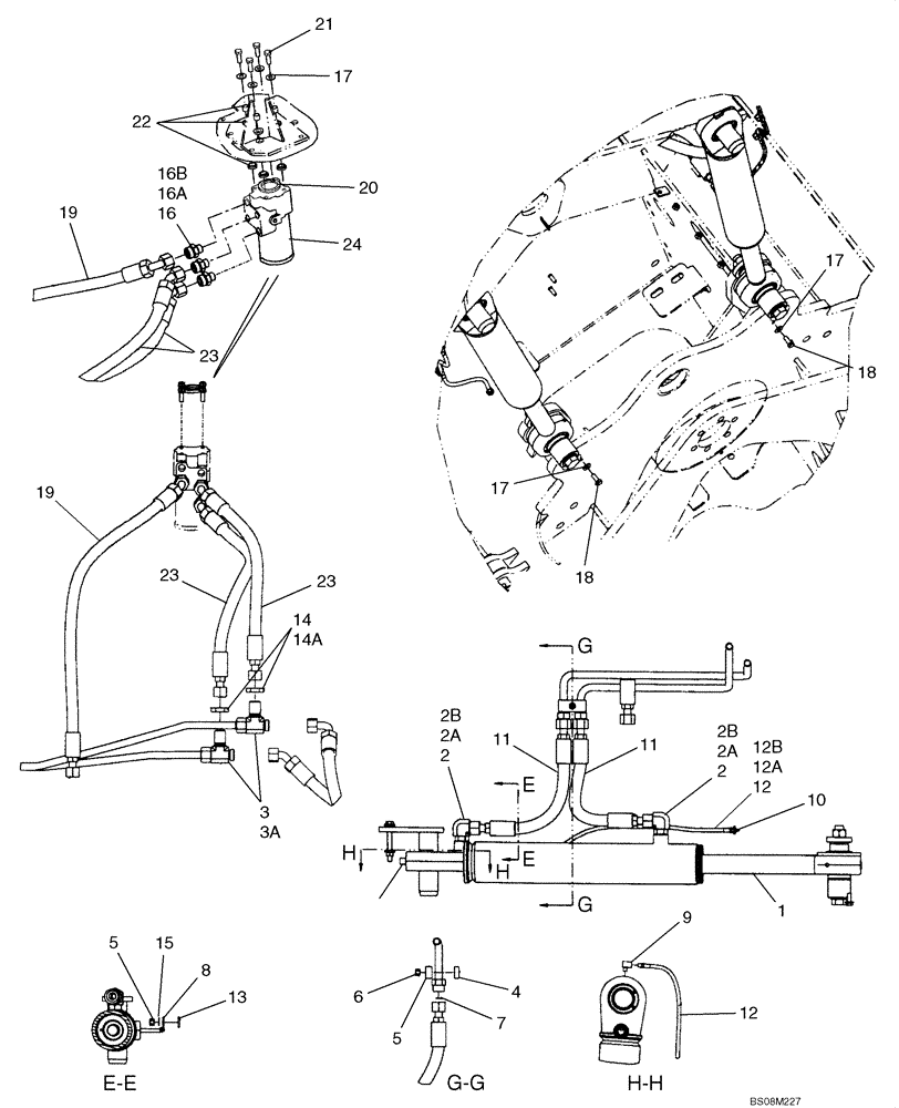 Схема запчастей Case 921E - (05-10) - STEERING, STANDARD - HYDRAULICS - CYLINDER (05) - STEERING