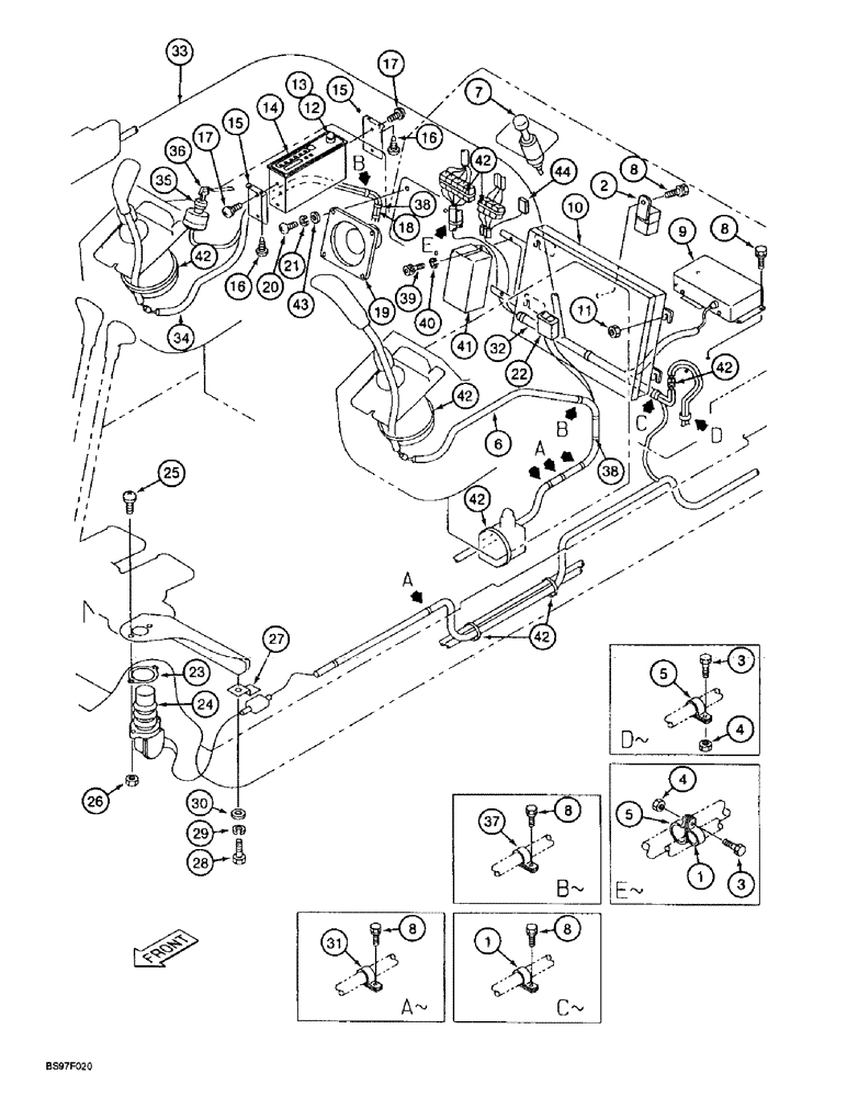 Схема запчастей Case 9020B - (4-024) - CAB ELECTRICAL SYSTEM, CONSOLE, CONTROLLER & AUXILIARY CONTROL HARNESSES,*PRIOR TO P.I.N. DAC0202001 (04) - ELECTRICAL SYSTEMS