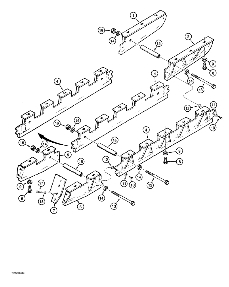 Схема запчастей Case 1150G - (5-016) - TRACK GUARDS (04) - UNDERCARRIAGE