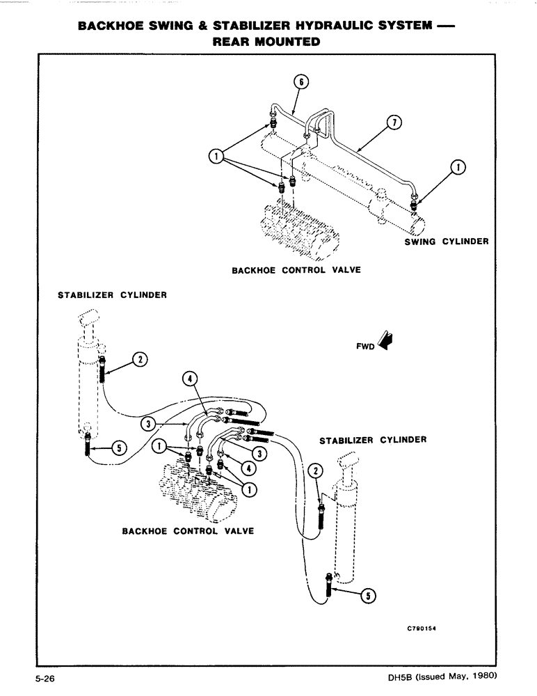 Схема запчастей Case DH5 - (5-26) - BACKHOE SWING & STABILIZER HYDRAULIC SYSTEM -, REAR MOUNTED (35) - HYDRAULIC SYSTEMS