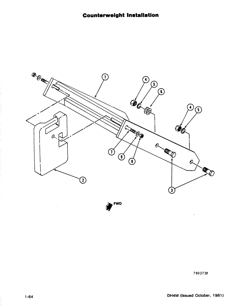 Схема запчастей Case DH4 - (1-64) - COUNTERWEIGHT INSTALLATION (39) - FRAMES AND BALLASTING