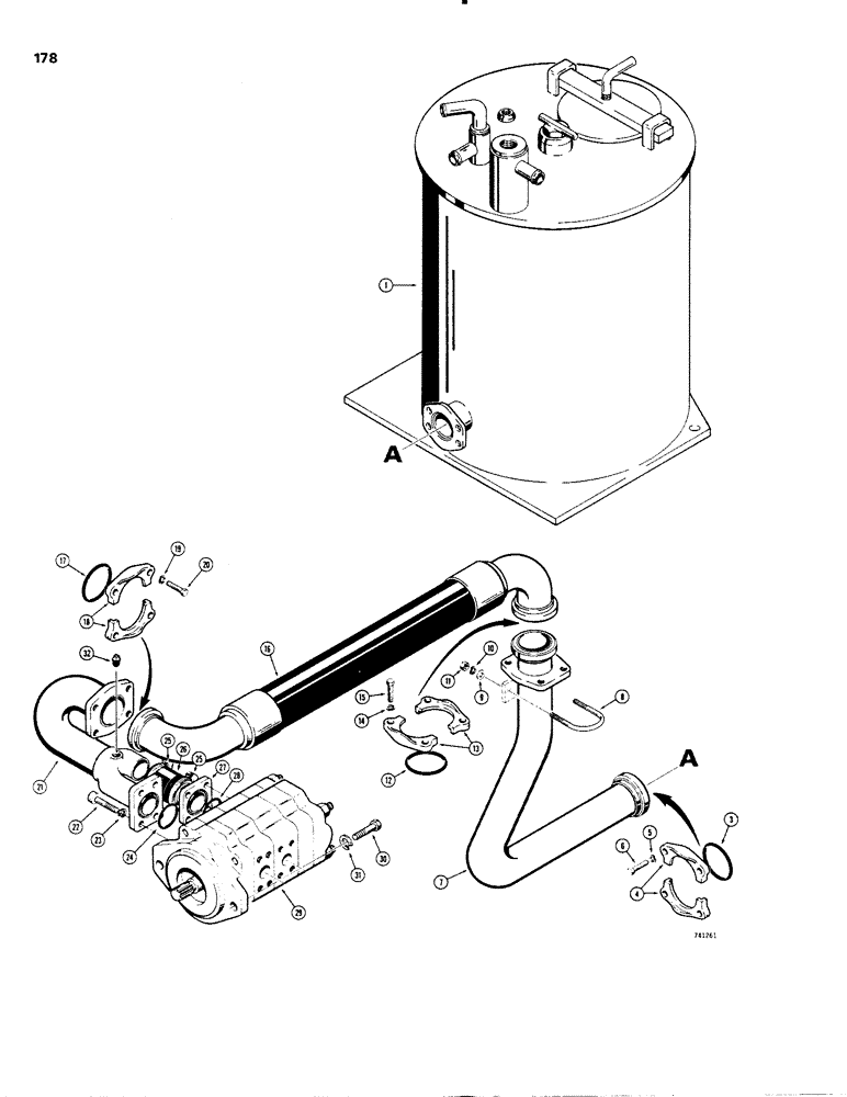 Схема запчастей Case W20 - (178) - BASIC HYDRAULIC CIRCUIT (08) - HYDRAULICS