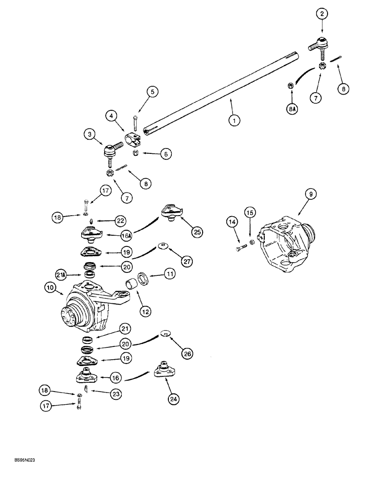 Схема запчастей Case 760 - (06-054) - FRONT AND REAR AXLES, TIE ROD AND SWIVEL HOUSING (23) - FOUR WHEEL DRIVE SYSTEM