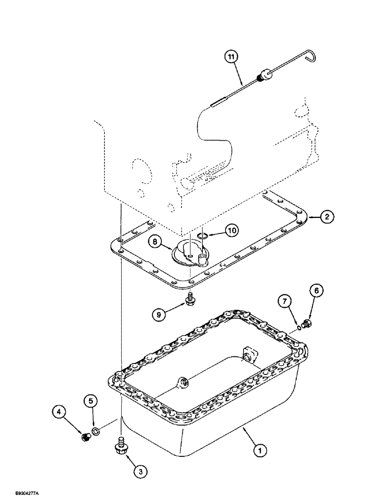 Схема запчастей Case 560 - (2-08) - OIL PAN, KUBOTA V2203 ENGINE, PRIOR TO P.I.N. JAF0295741 (02) - ENGINE