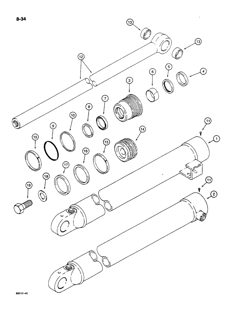 Схема запчастей Case W14C - (8-34) - BUCKET CYLINDERS (08) - HYDRAULICS