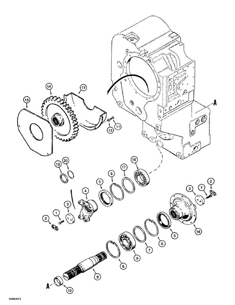 Схема запчастей Case 721B - (6-26) - TRANSMISSION ASSEMBLY, OUTPUT SHAFT AND GEAR (06) - POWER TRAIN