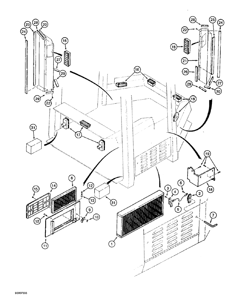 Схема запчастей Case 821B - (9-066) - CAB FILTERS, VENTS, AND LOUVERS (09) - CHASSIS/ATTACHMENTS