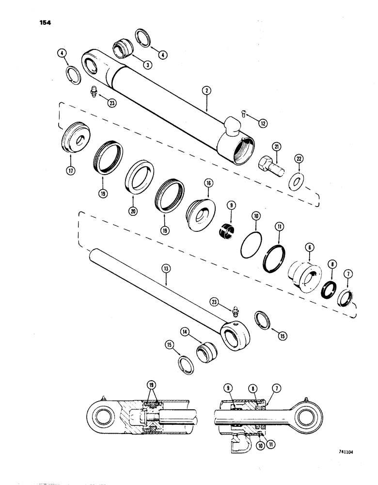 Схема запчастей Case W24B - (154) - G33447 AND G33448 STEERING CYLINDERS, GLAND IS NOT STAMPED W/CYL. PART NUMBER (05) - STEERING