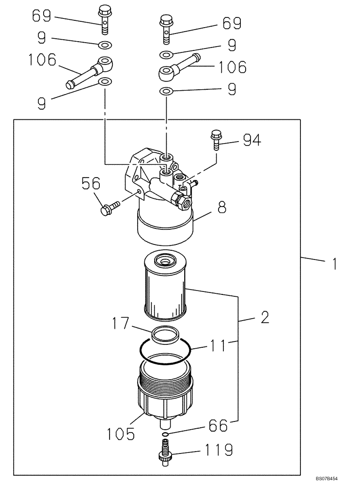 Схема запчастей Case CX135SR - (03-06) - FUEL FILTER (03) - FUEL SYSTEM