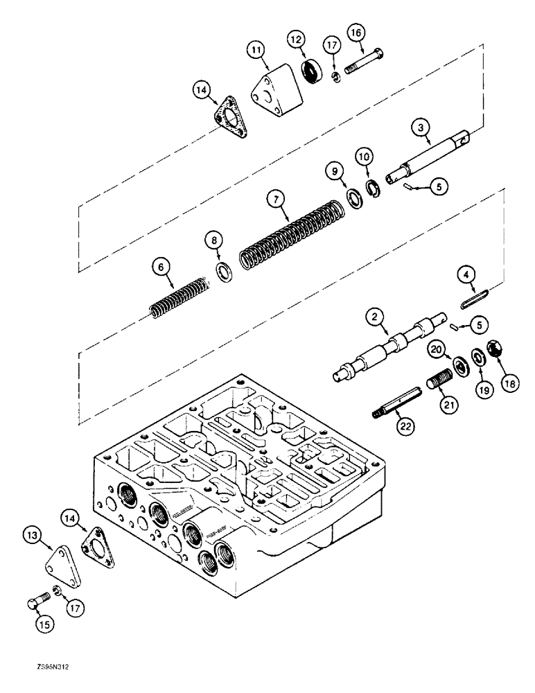 Схема запчастей Case 1155E - (6-30) - TRANSMISSION CONTROL VALVE, BRAKE SPOOL (06) - POWER TRAIN