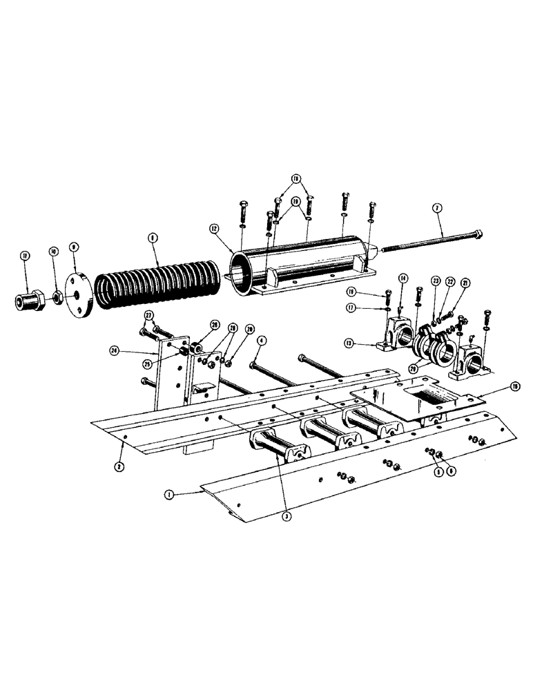 Схема запчастей Case 420B - (054) - TRACK FRAME AND RECOIL SPRING (04) - UNDERCARRIAGE