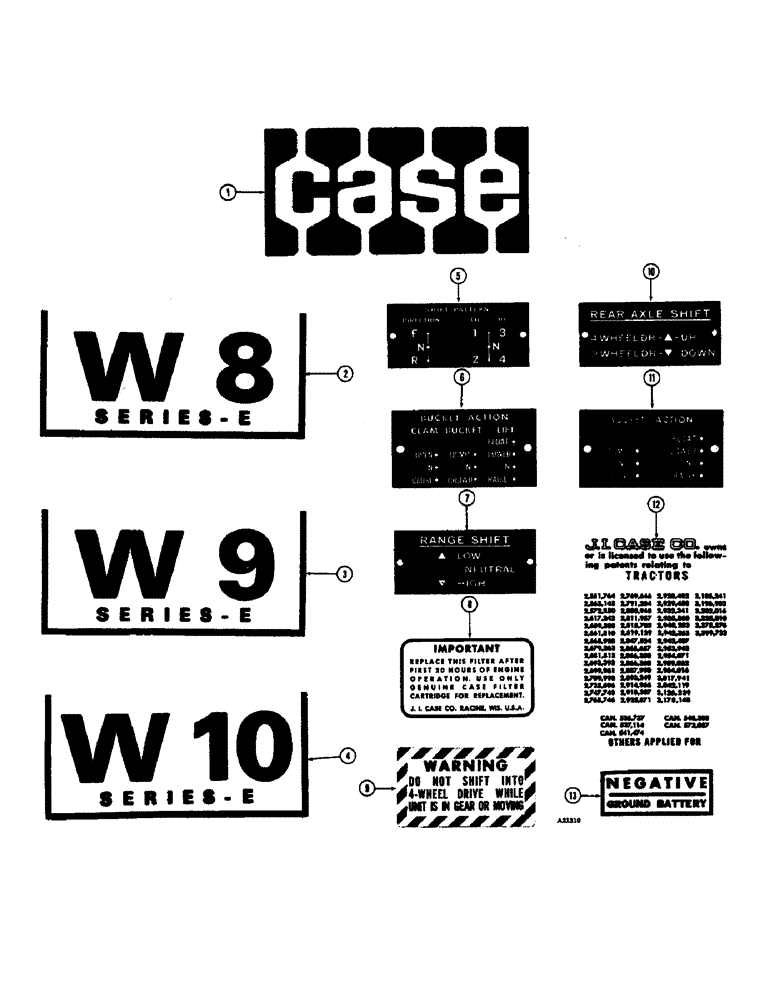 Схема запчастей Case W10E - (276) - DECALS, SLOW MOVING VEHICLE EMBLEM (09) - CHASSIS