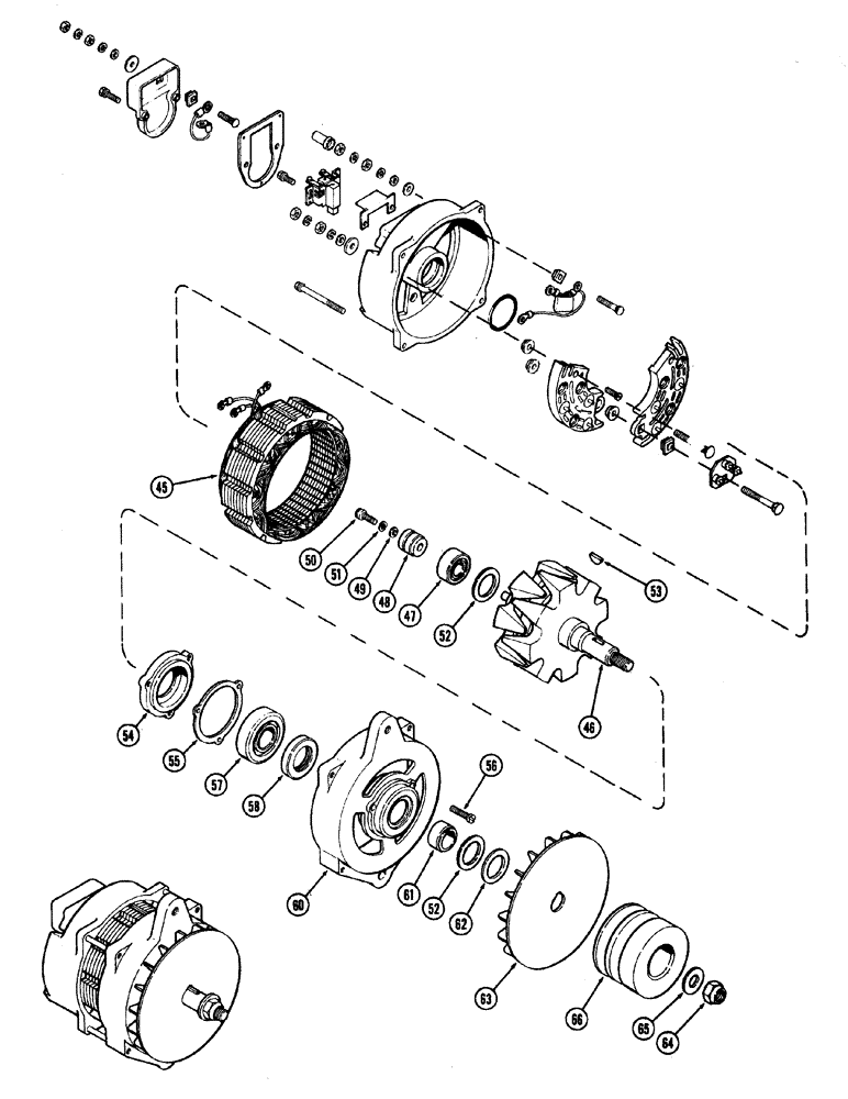 Схема запчастей Case W20 - (048) - L51531 ALTERNATOR (70 AMP) USED BEFORE TRAC. SERIAL NO. 9115403 WITHOUT INTEGRAL VOLTAGE REGULATOR (04) - ELECTRICAL SYSTEMS