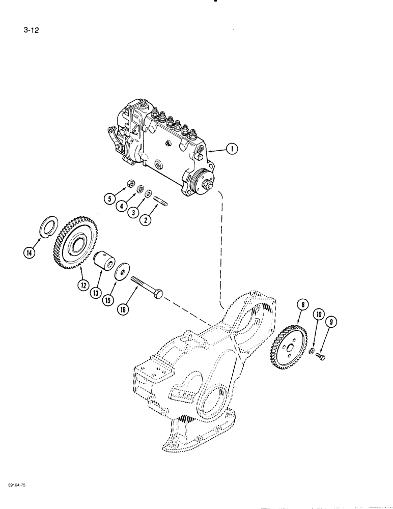 Схема запчастей Case W30 - (3-12) - INJECTION PUMP DRIVE, 504BDT ENGINE (03) - FUEL SYSTEM