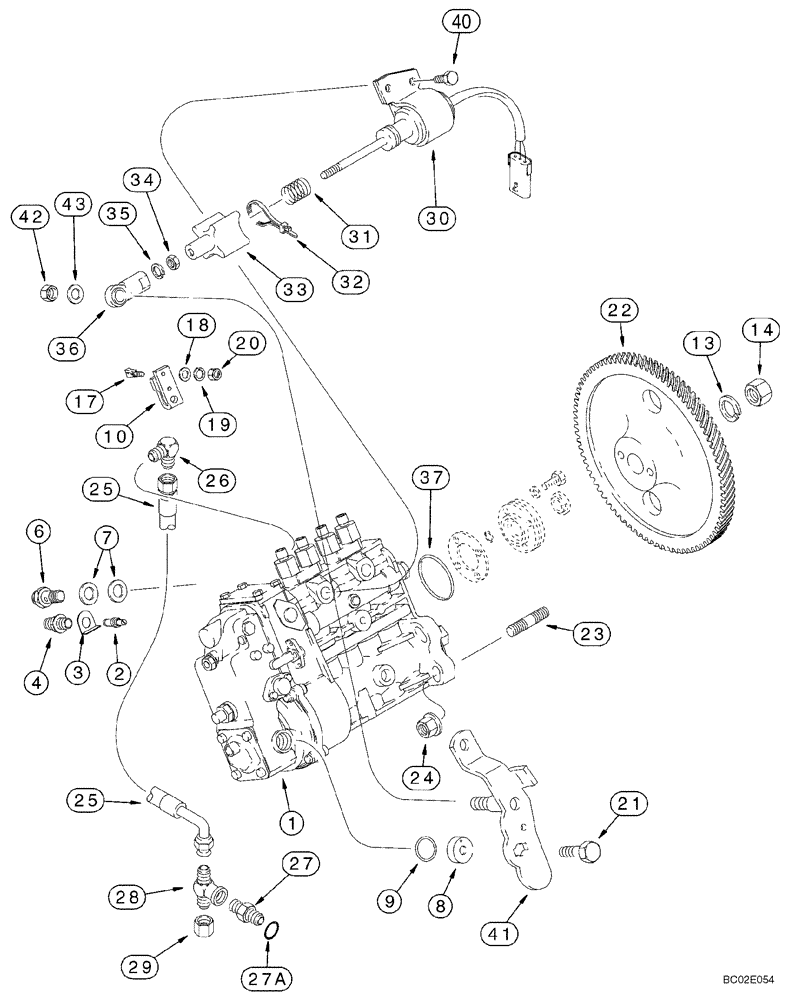 Схема запчастей Case 650K - (03-07) - FUEL INJECTION - PUMP AND DRIVE, 4T-390 EMISSIONS CERTIFIED ENGINE (03) - FUEL SYSTEM