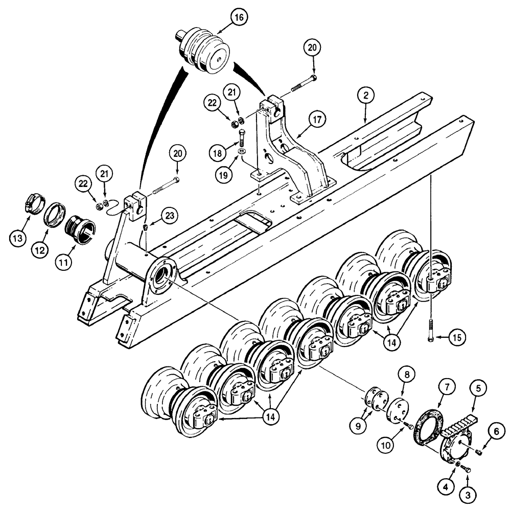 Схема запчастей Case 1150H - (05-01) - FRAME, TRACK - ROLLER (11) - TRACKS/STEERING