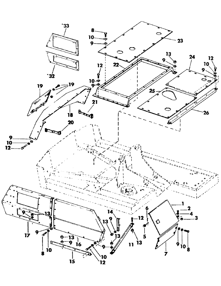 Схема запчастей Case 35YC - (051) - TURNTABLE SHROUDING AND ATTACHING PARTS, (TOP, REAR AND RIGHT SIDE) (05) - UPPERSTRUCTURE CHASSIS