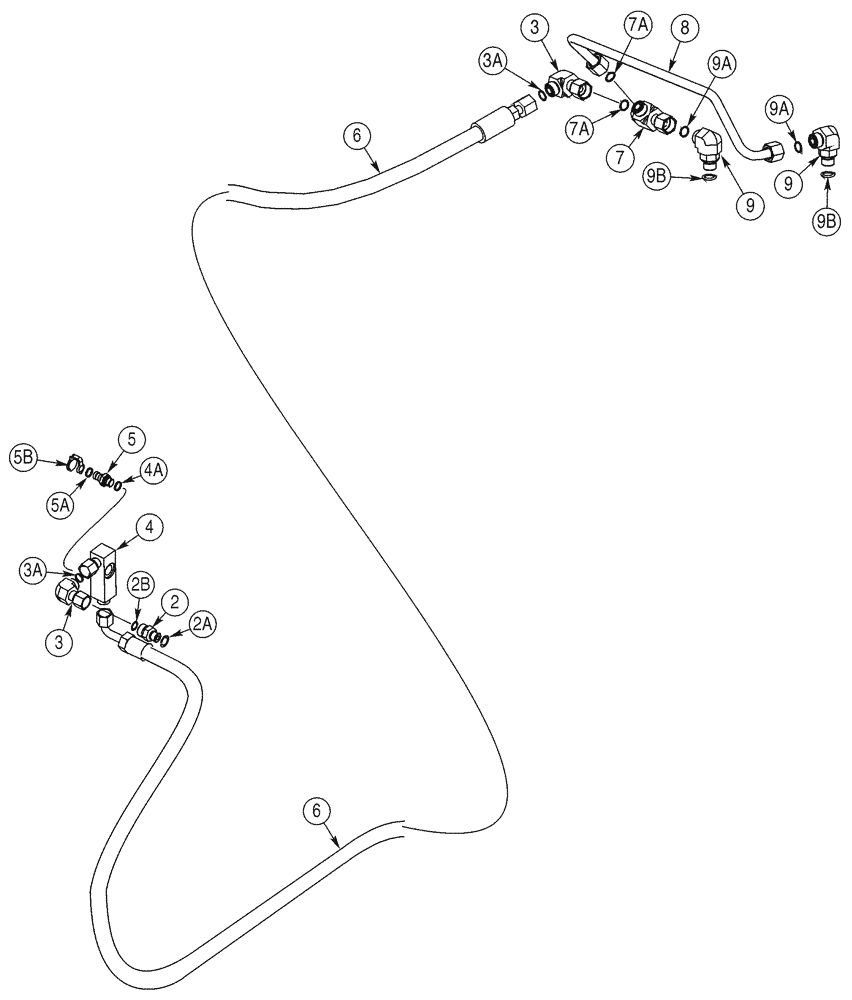 Схема запчастей Case 621D - (07-06) - HYDRAULICS - BRAKE, MAIN, MAIN BRAKE VALVE TO FRONT AXLE (07) - BRAKES