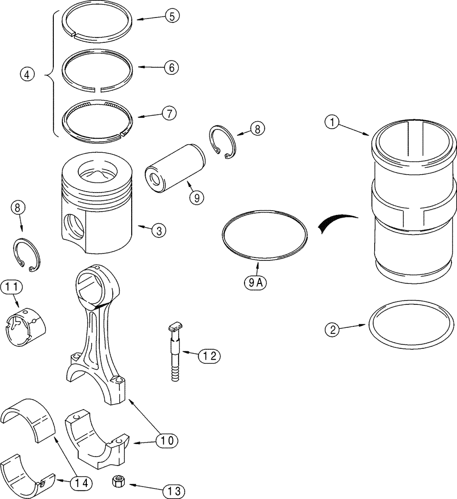 Схема запчастей Case 821C - (02-47) - PISTONS CONNECTING RODS (02) - ENGINE