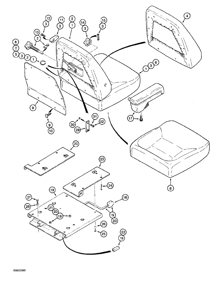 Схема запчастей Case 921 - (9-034) - SUSPENSION SEATS (09) - CHASSIS/ATTACHMENTS