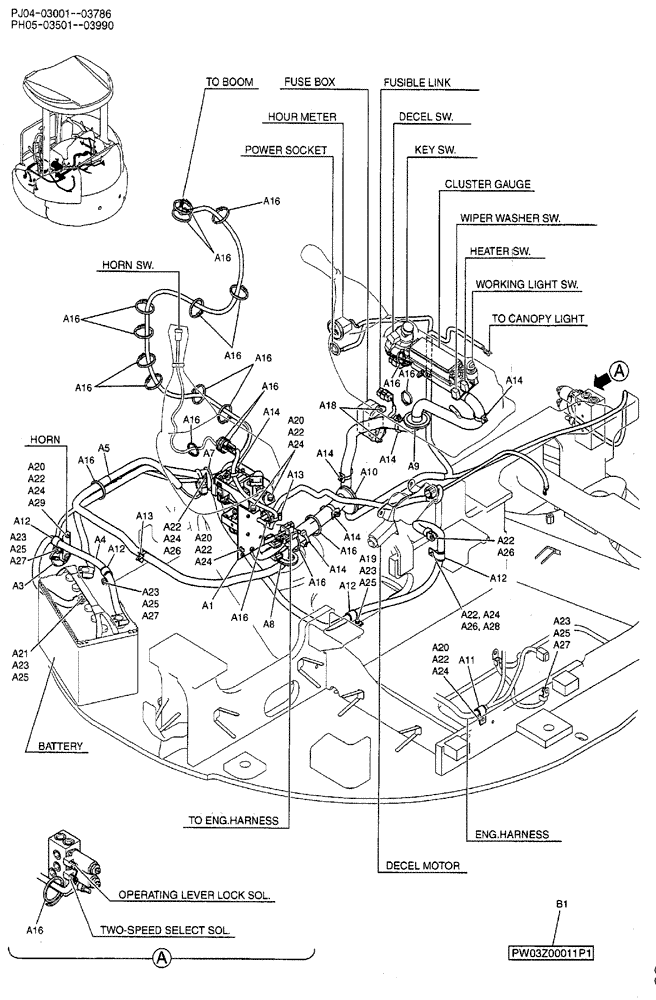 Схема запчастей Case CX50B - (02-094) - ELECTRICAL ASSY, UPPER P/N PH03E00003F1 (05) - SUPERSTRUCTURE