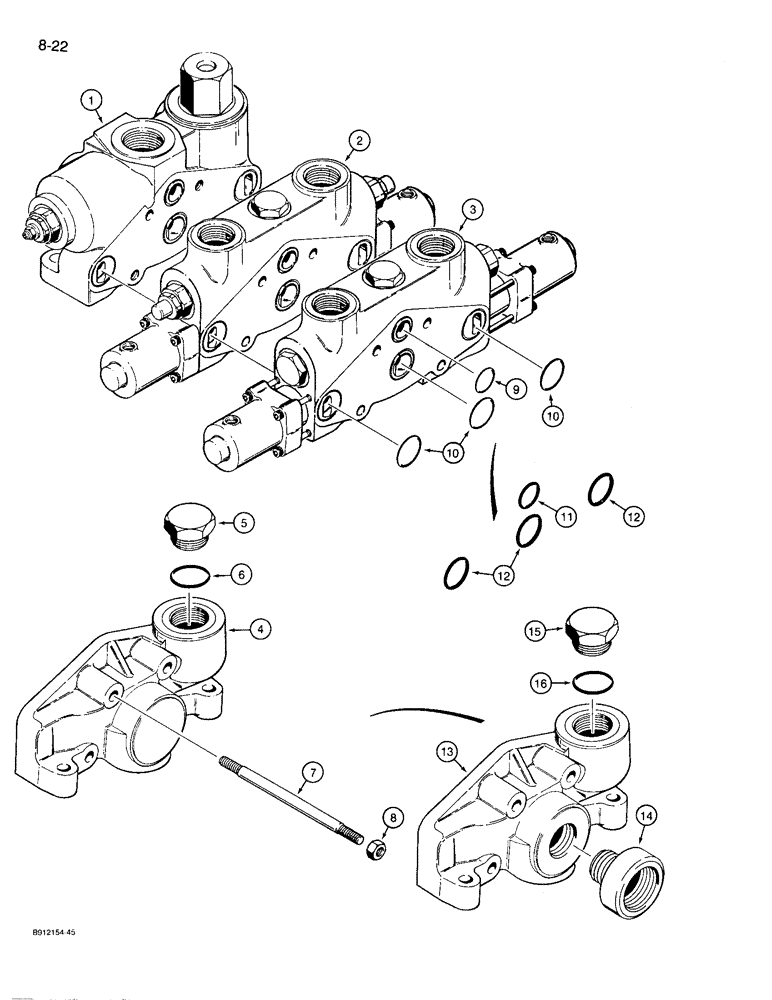 Схема запчастей Case 721 - (8-22) - LOADER CONTROL VALVE - TWO SPOOL (08) - HYDRAULICS