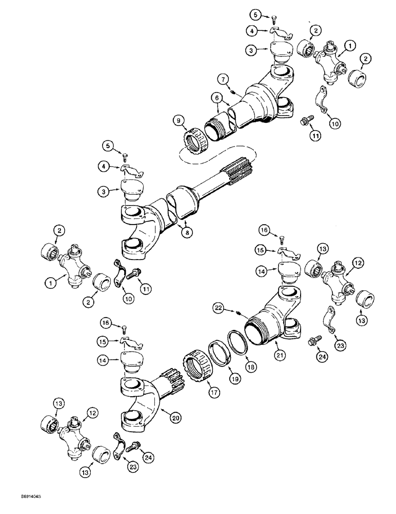 Схема запчастей Case 821B - (6-62) - CENTER AND REAR DRIVE SHAFT, CENTER DRIVE SHAFT, REAR DRIVE (06) - POWER TRAIN