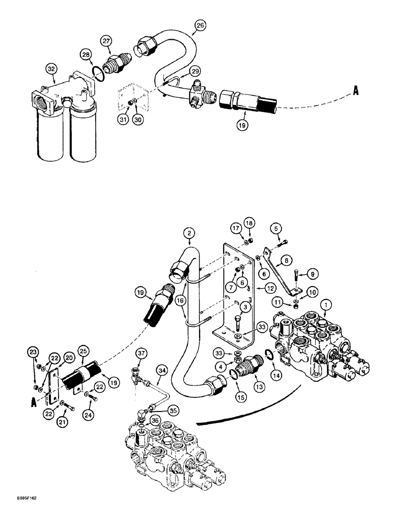 Схема запчастей Case 721B - (8-007A) - HYDRAULIC CIRCUIT, LOADER CONTROL VALVE TO FILTER, XT LOADER (08) - HYDRAULICS