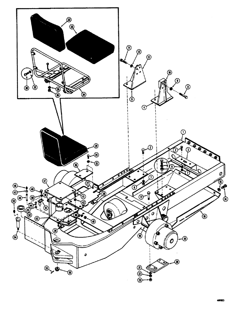 Схема запчастей Case 300 - (116) - FRONT FRAME, AXLE AND SEAT, USED ON MODELS WITH TORQUE CONVERTER, & ALL MODELS TRACTR S/N 5770 & AFT (12) - Chassis/Attachments