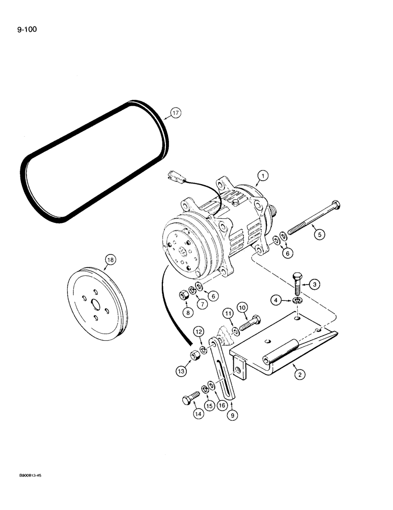 Схема запчастей Case 721 - (9-100) - AIR CONDITIONING COMPRESSOR MOUNTING (09) - CHASSIS/ATTACHMENTS