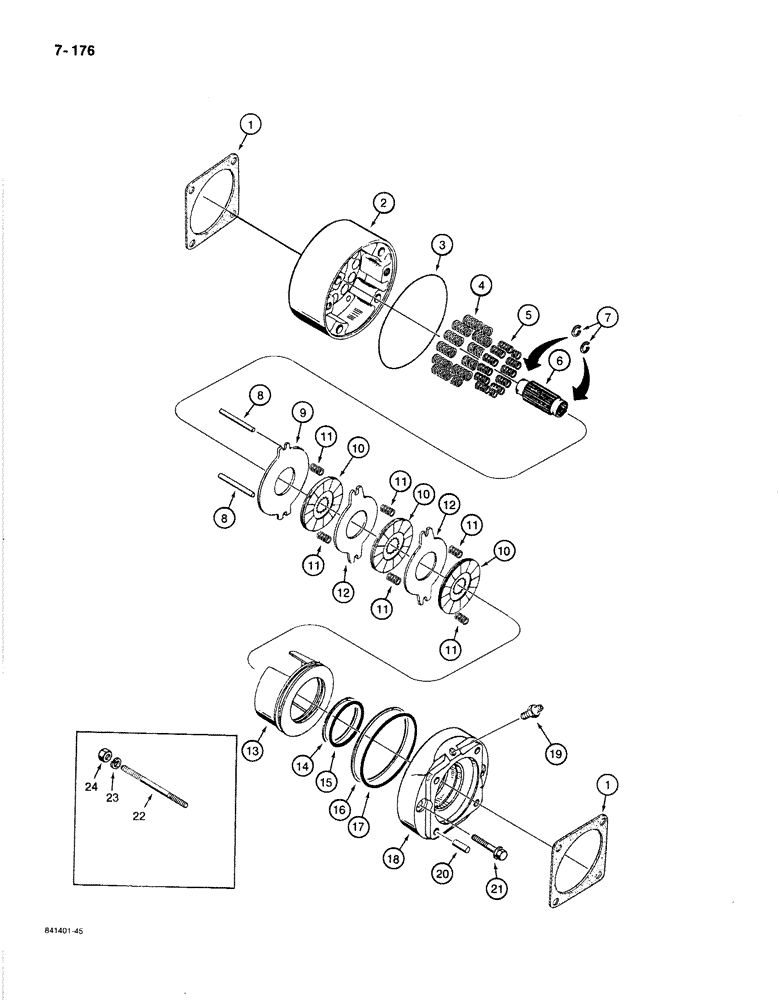 Схема запчастей Case 1080B - (7-176) - TRACK DRIVE BRAKE (07) - BRAKES