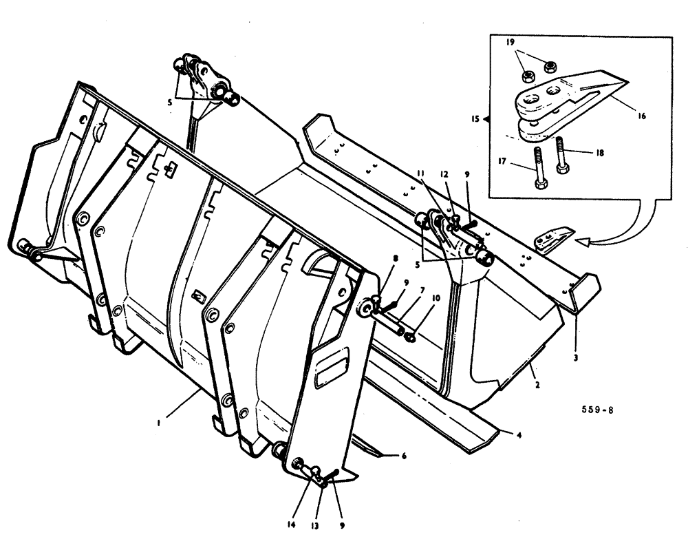 Схема запчастей Case 3400 - (163) - BUCKET 4 IN 1 (82) - FRONT LOADER & BUCKET