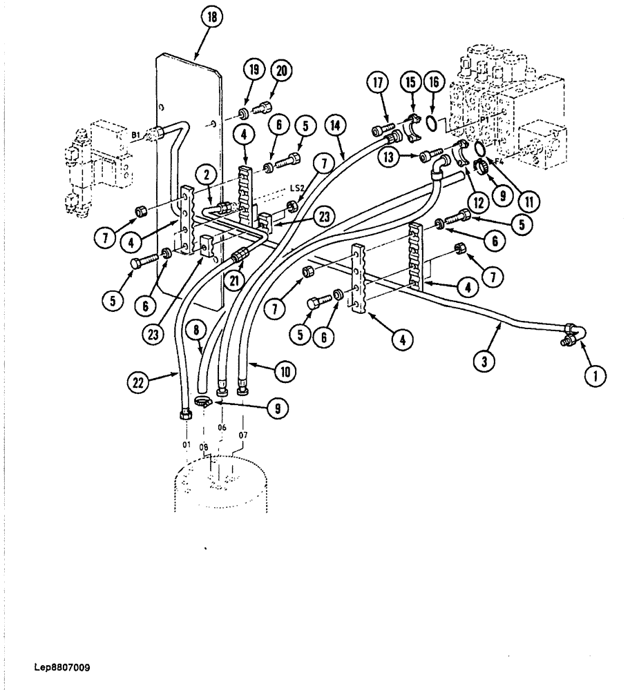 Схема запчастей Case 688 - (8-070) - SWIVEL HYDRAULIC CIRCUIT, P.I.N. FROM 74285 TO 74485, 11501 AND AFTER (08) - HYDRAULICS