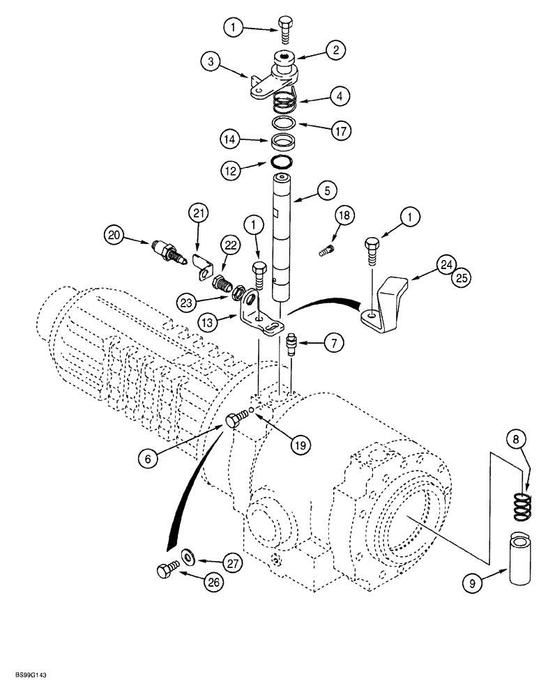 Схема запчастей Case 580SL - (7-004) - REAR DRIVE AXLE, PARKING BRAKE - P/N 279169A1 & 279168A1 (07) - BRAKES