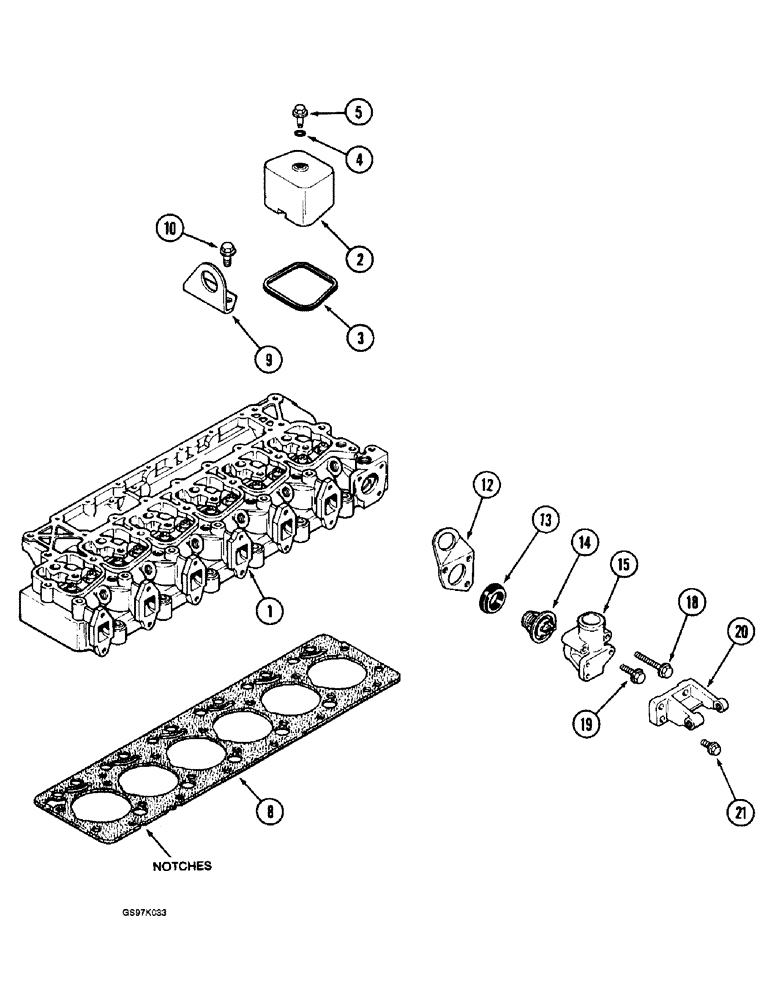 Схема запчастей Case 888 - (2-40) - CYLINDER HEAD COVER, 6T-590 DIESEL ENGINE (02) - ENGINE