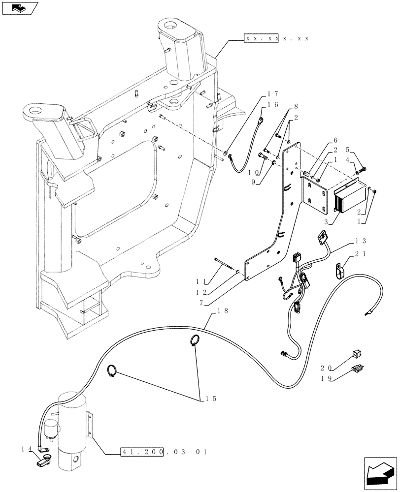 Схема запчастей Case 721F - (41.200.03[02]) - STEERING AUXILIARY, ELECTRICAL (41) - STEERING