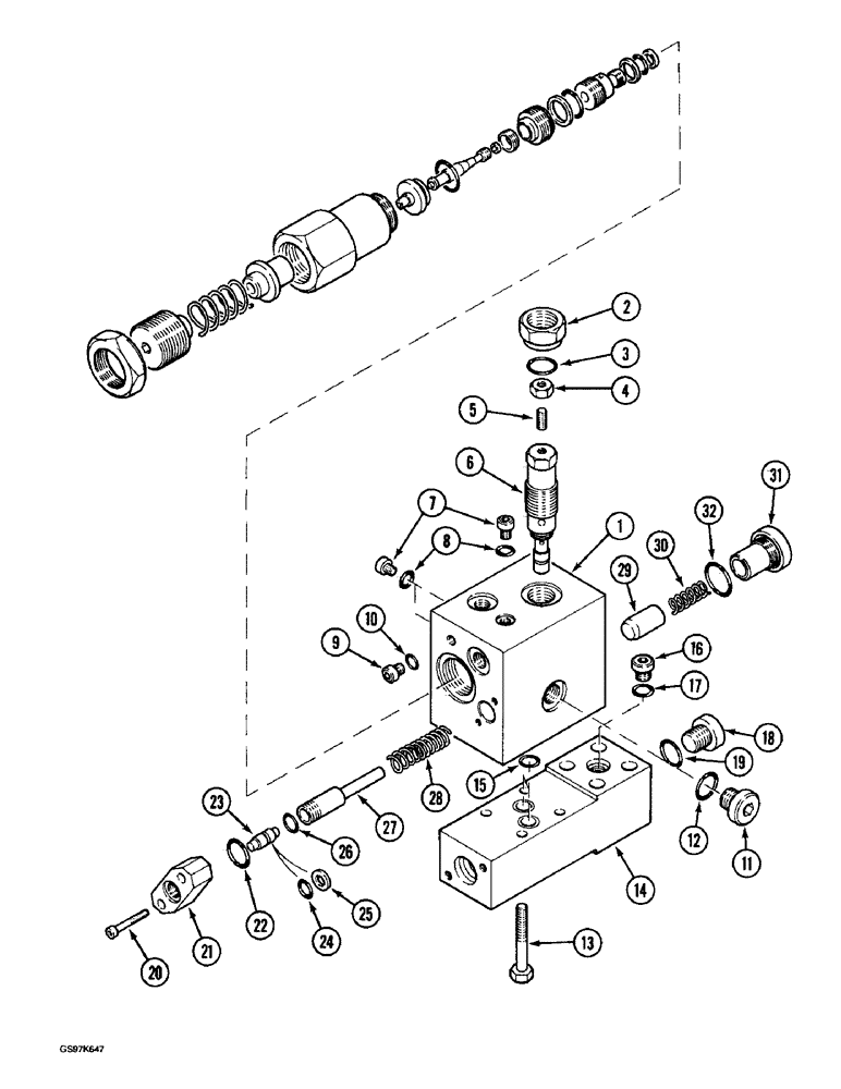 Схема запчастей Case 220B - (8-174) - OPTIONAL CRANING VALVE, USED WITH ARM CYLINDER CIRCUIT (08) - HYDRAULICS