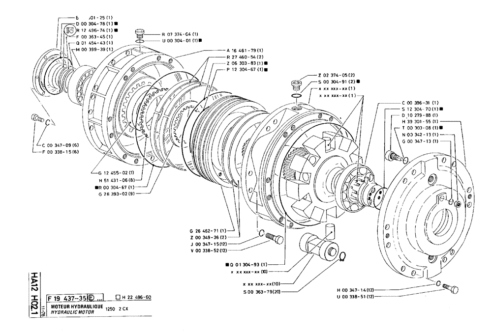 Схема запчастей Case 75C - (HA12 H02.1) - HYDRAULIC MOTOR - 1250 2CX (07) - HYDRAULIC SYSTEM