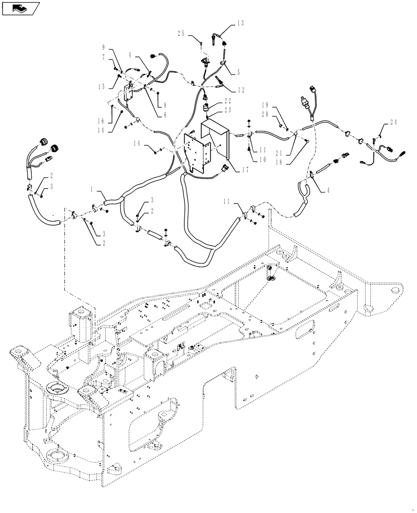 Схема запчастей Case 1021F - (55.100.02[01]) - REAR CHASSIS ENGINE HARNESS INSTALLATION (55) - ELECTRICAL SYSTEMS