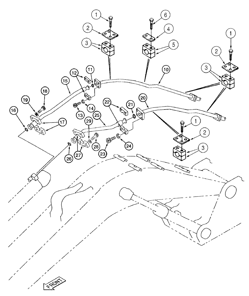 Схема запчастей Case 9050B - (8-066) - ARM CYLINDER LINES, P.I.N. EAC0501270 AND AFTER (08) - HYDRAULICS