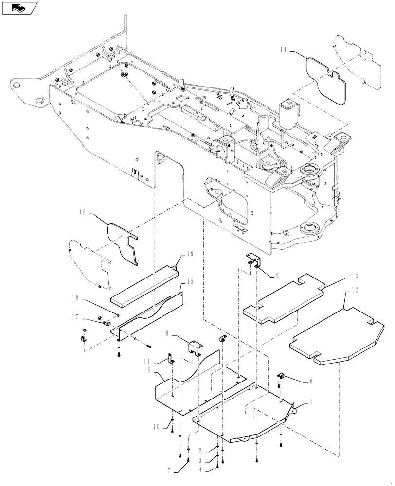 Схема запчастей Case 1121F - (39.125.04) - SOUND PANEL WITH AXLE COOLER (39) - FRAMES AND BALLASTING