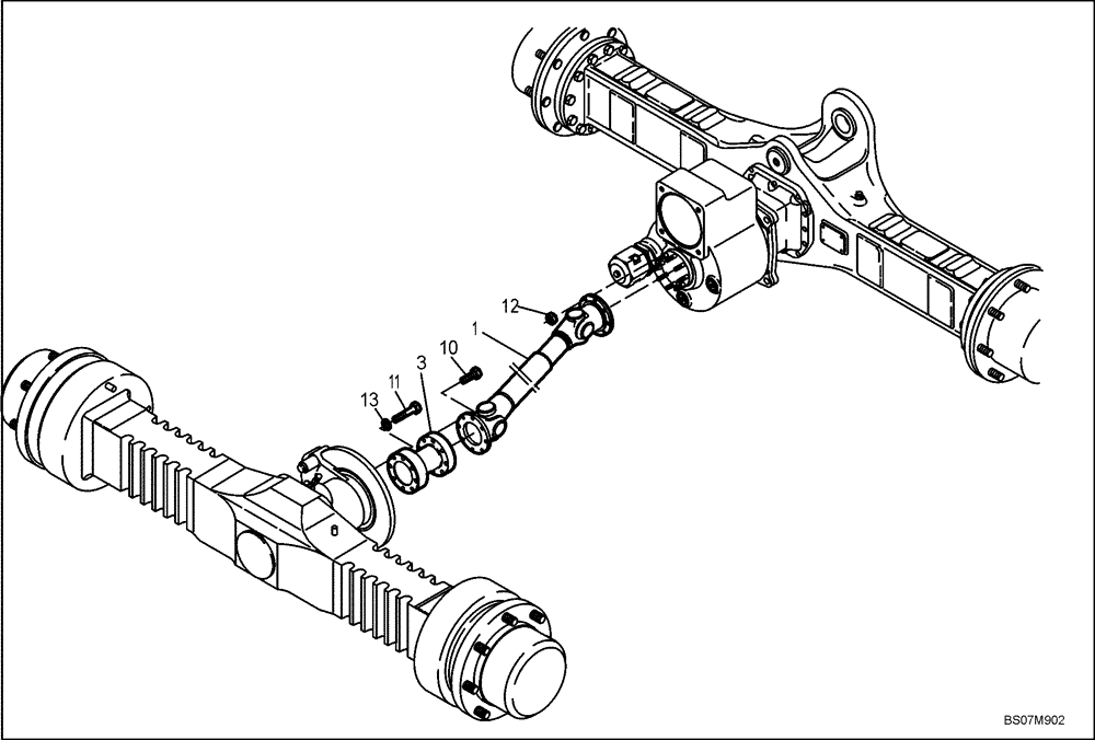 Схема запчастей Case 221D - (07.011[2987589001]) - DRIVE SHAFT INSTALLATION FAST GEAR (14) - MAIN GEARBOX & DRIVE