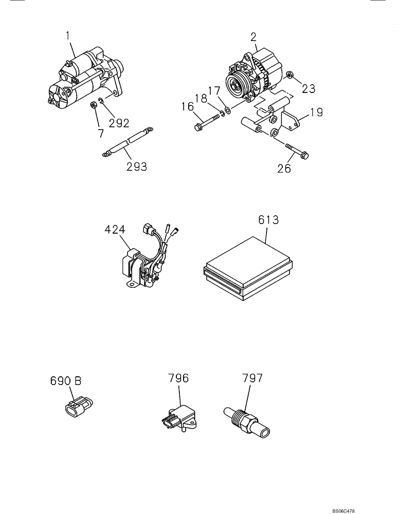 Схема запчастей Case CX330 - (04-060-01[01]) - ELECTRICAL ACCESSORIES - ENGINE (04) - ELECTRICAL SYSTEMS